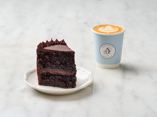 Cake Slice & Beverage