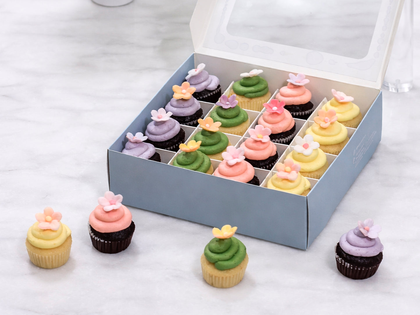 Mini Floral Cupcakes Box of 16